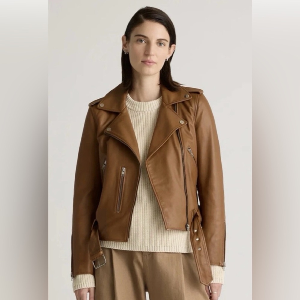 NWT Quince Cognac Motorcycle Jacket Large